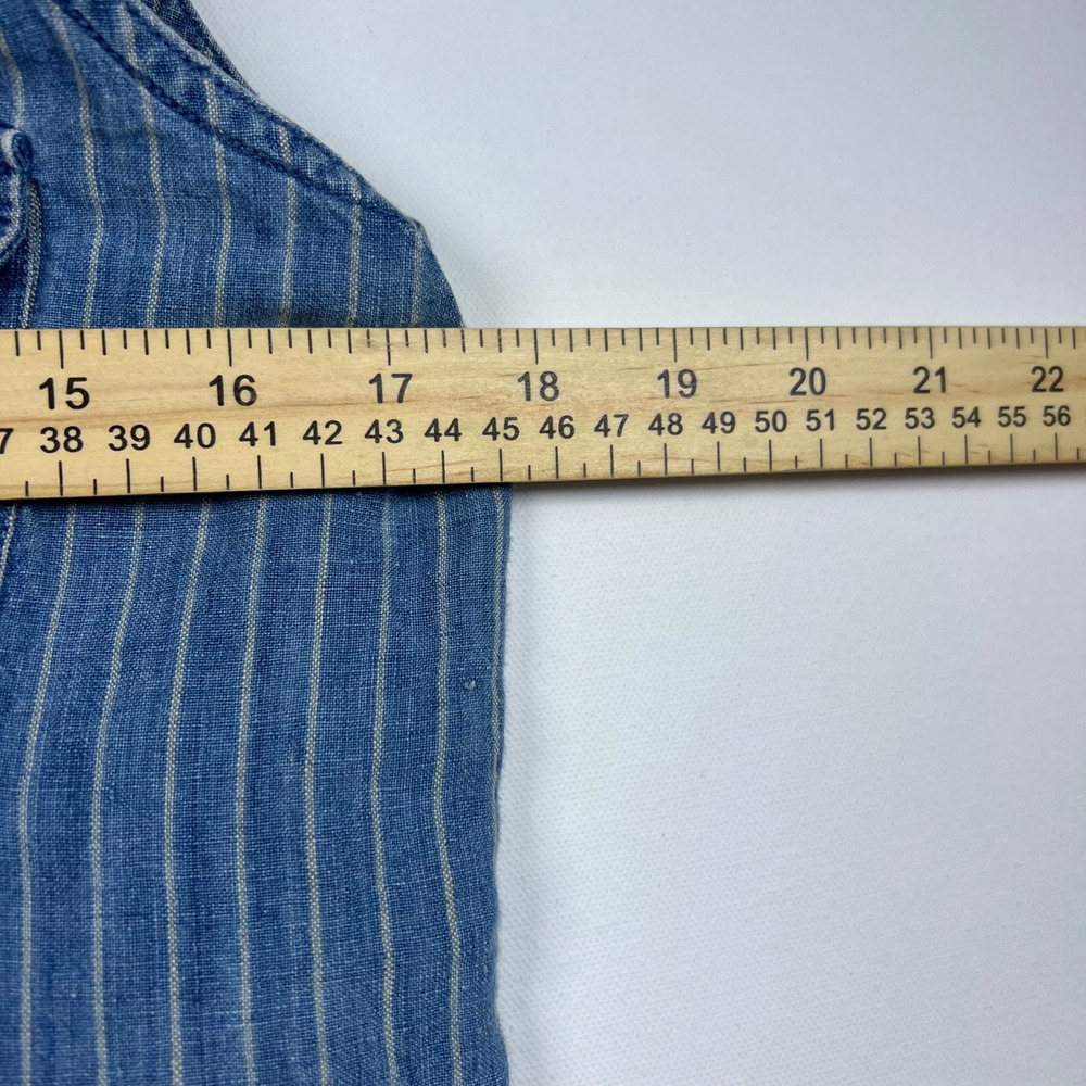 Vintage Lauren Ralph Lauren Sleeveless Shirt  Women Pinstripe Linen 6 Hong Kong - Picture 5 of 9